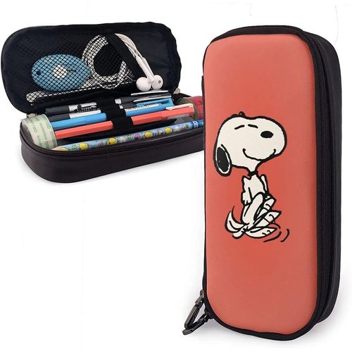 Snoopy Trousse À Crayons En Cuir Rouge