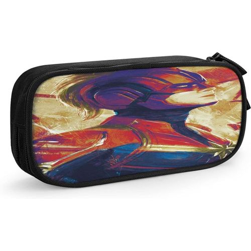 Trousse À Crayons Captain Marvel Avec Compartiments Double Face Et Coque Rigide Pour Enfants