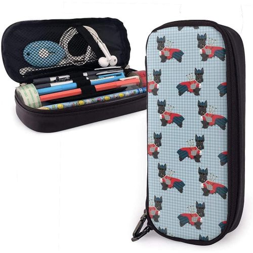 Trousse À Crayons En Forme De Chien Écossais Avec Cornemuse - Grande Capacité - Pour Stylos Et Marqueurs - Pour L'école Et Le Bureau