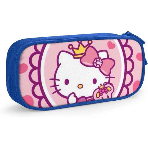 Trousse À Crayons Hello Kitty Avec Fermeture Éclair - Pour Étudiants - Bleu