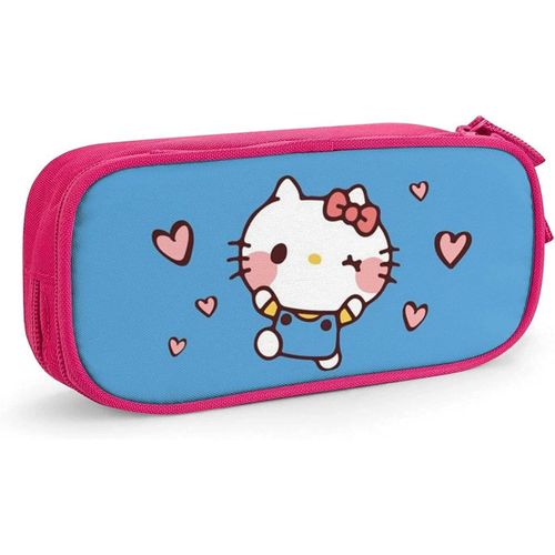 Trousse À Crayons Hello Kitty Avec Fermeture Éclair - Pour Étudiants - Noir Et Rose