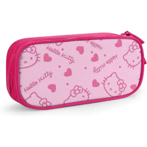 Trousse À Crayons Hello Kitty Avec Fermeture Éclair - Pour Étudiants - Noir Et Rose