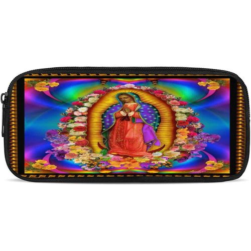 Trousse À Crayons Our Lady Guadalupe - Sainte Vierge Marie Mexicaine - Grande Capacité - Durable - Avec Fermeture Éclair - Pour Étudiants, École, Bureau