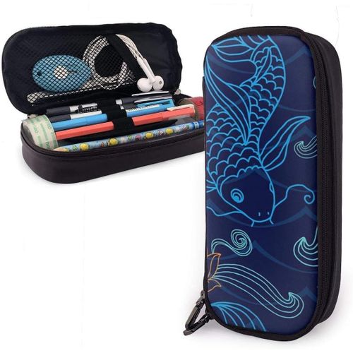 Trousse À Crayons Orientale En Forme De Poisson Koï - Grande Capacité De Rangement - Pour Garçons Et Filles - Pour L'école Et Le Bureau