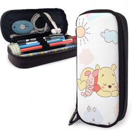 Winnie L'ourson Trousse À Crayons Grande Capacité Porte-Stylo À Double Fermeture Éclair Fournitures De Bureau Documents Cosmétiques Essentiels Quotidiens