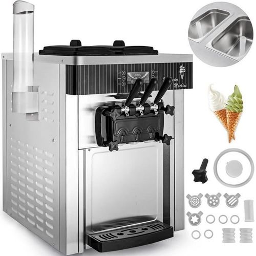 Machine à Glace Italienne - VEVOR - 20-28 L/h - 2 Trémies - Acier Inoxydable