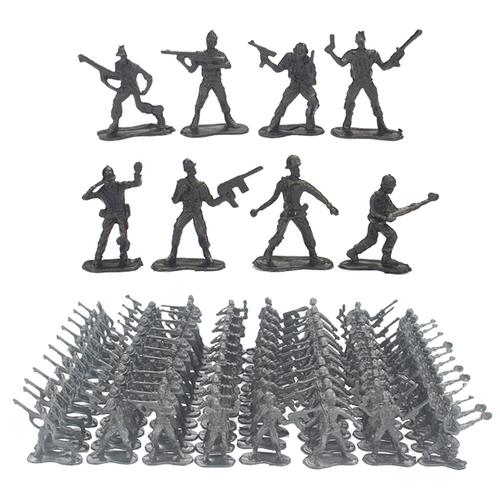 100 Pièces/Paquet De Haut 4,5 Cm Mini Modèle De Soldat En Plastique Jouet Simulation Bataille Modèles Accessoires Pour Enfants Garçons Noir-Générique
