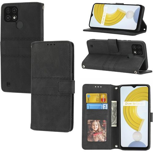 Coque Pour Realme C21 Housse De Téléphone Case Cover Cuir Pu+Coque Intérieure En Tpu Mhl-Lx- Black