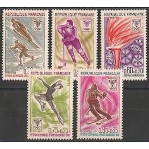 Jeux Olympiques D'hiver À Grenoble Série Complète Année 1968 N° 1543 1544 1545 1546 1547 Yvert Et Tellier Luxe