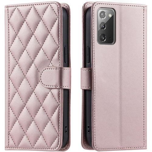 Pour Samsung Galaxy Note20 Coque Pour Galaxy Note20 Housse De Téléphone Case Cover Cuir Pu + Coque Intérieure En Tpu Or Rose