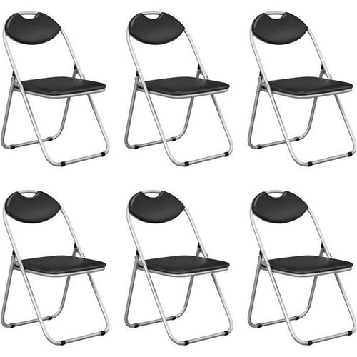Costway Lot De 6 Chaises Pliantes, Sièges En Simili Cuir Rembourrée D'epone Souple,Cadre En Métal Sans Assemblage, Noir