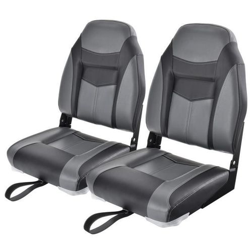 Costway Siège De Bateau Pliante 2 Pièces À Dossier Avec Coussin En Cuir Pvc Charnières Flexibles, 4 Vis Incluses Charge 115kg Noir