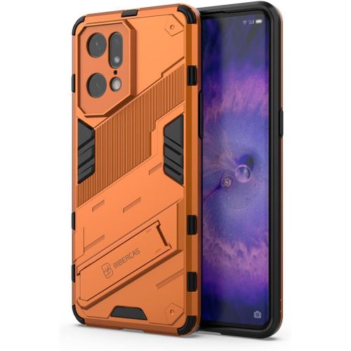 Coque Pour Oppo Find X5 Pro Coque Pc Anti Rayures+Protection Intérieure En Tpu Antichoc+Housse De Arrière Antichoc Avec Fonction De Support Étui Étui Pour Oppo Find X5 Pro Orange