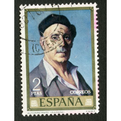 Timbre Oblitéré Espana, Autorretrato, Zuloaga, 2 Ptas, Correos
