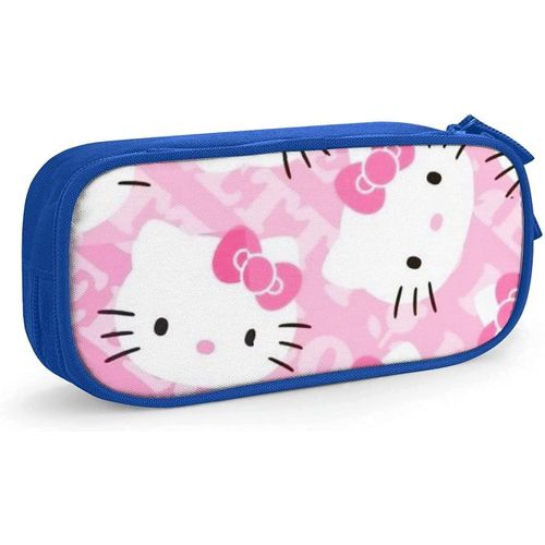 Animat Hello Kitty Trousse À Crayons Mignonne Avec Fermeture Éclair Pour Stylos, Sac De Rangement Pour Étudiants, Boîte À Crayons, Organiseur De Pièces De Monnaie, Trousse À Crayons Pour Filles Et Garçons Bleu-Bleu