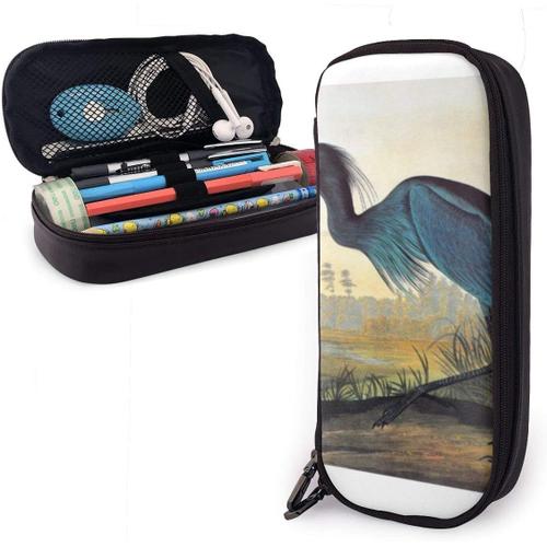 Audubon Little Blue Heron Trousse À Crayons De Grande Capacité Avec Fermeture Éclair Pour L'école Et Le Bureau, Trousse De Maquillage Multifonction