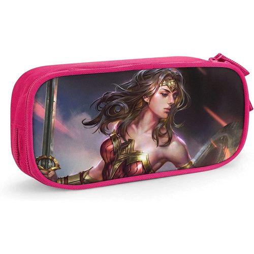 Captain Marvel ? Trousse À Stylos De Grande Capacité, Étui À Crayons À Double Fermeture Éclair, Organisateur De Papeterie, Sac De Papeterie, Sac À Cosmétiques Bleu-Rose