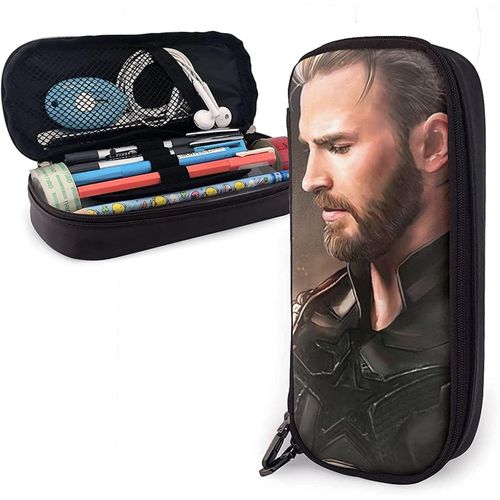 Captain America Trousse À Crayons En Cuir Trousse À Crayons Sac De Papeterie Bureau Boîte De Rangement Portable Boîte À Cosmétiques Dossier