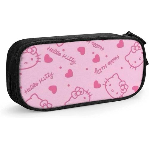 Dessin Animé Hello Kitty Trousse À Crayons Mignon Fermeture Éclair Stylo Sac De Rangement Étudiants Porte-Boîte À Crayons Organisateur De Pièces Filles Garçons Trousse Noir-Noir