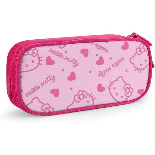 Dessin Animé Hello Kitty Trousse À Crayons Mignon Fermeture Éclair Stylo Sac De Rangement Étudiants Porte-Boîte À Crayons Organisateur De Pièces Filles Garçons Stylo Noir-Rose