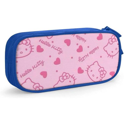 Dessin Animé Hello Kitty Trousse À Crayons Mignon Fermeture Éclair Stylo Sac De Rangement Étudiants Porte-Boîte À Crayons Organisateur De Pièces Filles Garçons Pencase Noir-Bleu