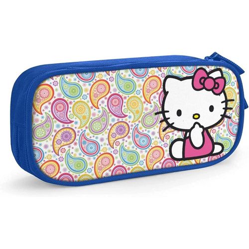 Dessin Animé Hello Kitty Trousse À Crayons Mignon Fermeture Éclair Stylo Sac De Rangement Étudiants Porte-Boîte À Crayons Organisateur De Pièces Filles Garçons Pencase Noir-Bleu