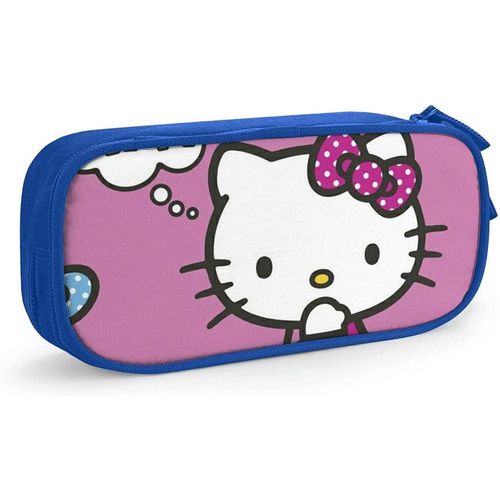Dessin Animé Hello Kitty Trousse À Crayons Mignon Fermeture Éclair Stylo Sac De Rangement Étudiants Porte-Boîte À Crayons Organisateur De Pièces Filles Garçons Pencase Bleu-Bleu