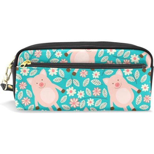 Fermeture Éclair Animal Cochon Fleur Feuilles Lettre Pochette Sac À Main Cosmétique Maquillage Sac Pour Étudiant Fille Garçon Enfants Trousse Stylo Papeterie Sac