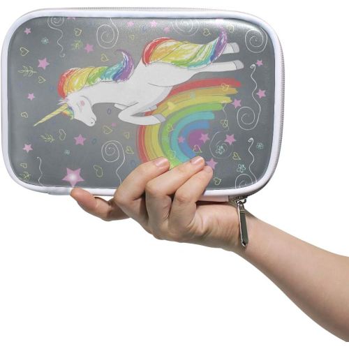 Fermeture Éclair Pour Étudiant Fille Garçon Enfants Fantaisie Trousse De Maquillage Trousse À Crayons Stylo Stationnaire Sac Pochette Sac À Main Drôle Licorne Arc-En-Ciel Étoiles Cheval Animal