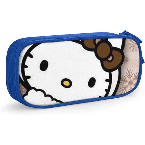 Hello Kitty ? Trousse À Crayons Avec Fermeture Éclair, Sac De Rangement Pour Stylos, Étudiants, Support De Boîte À Crayons, Organisateur De Pièces De Monnaie, Étui À Crayons Pour Filles Et Garçons, Noir-Bleu