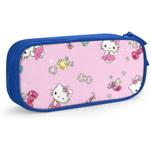 Hello Kitty ? Trousse À Crayons Avec Fermeture Éclair, Sac De Rangement Pour Stylos, Étudiants, Support De Boîte À Crayons, Organisateur De Pièces De Monnaie, Étui À Crayons Pour Filles Et Garçons, Bleu-Bleu