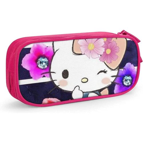 Hello Kitty ? Trousse À Crayons À Fermeture Éclair, Sac De Rangement Pour Stylos, Étudiants, Support De Boîte À Crayons, Organisateur De Pièces De Monnaie, Étui À Crayons Pour Filles Et Garçons, Bleu-Rose