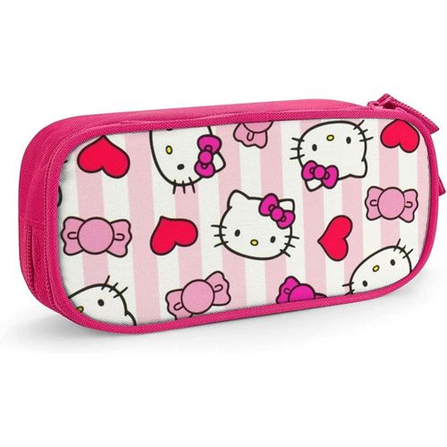 Hello Kitty ? Trousse À Stylos De Grande Capacité, Trousse À Crayons À Double Fermeture Éclair, Organisateur De Papeterie, Sac De Papeterie, Sac À Cosmétiques Bleu-Rose