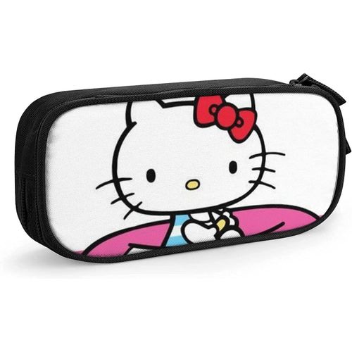 Hello Kitty Trousse À Crayons Mignonne Avec Fermeture Éclair Pour Stylos, Sac De Rangement Pour Étudiants, Porte-Boîte À Crayons, Organisateur De Pièces De Monnaie, Trousse À Crayons Pour Filles Et Garçons, Rose-Noir