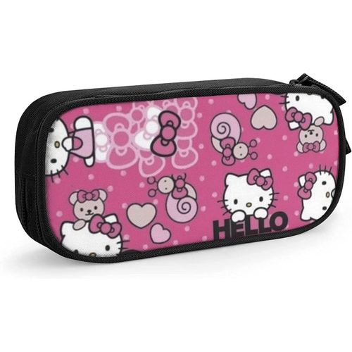 Hello Kitty Trousse À Crayons Mignon Fermeture Éclair Stylo Sac De Rangement Étudiants Crayon Boîte Support Organisateur De Pièces Filles Garçons Pencase Bleu-Noir
