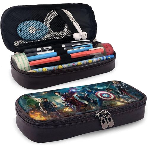 Hirola Avengers Trousse À Crayons En Cuir Trousse À Crayons Sac De Papeterie Bureau Boîte De Rangement Portable Boîte À Cosmétiques Dossier