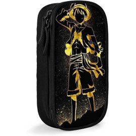 Hirola Anime One Piece Trousse À Crayons Impression Personnalisée 3d Grande Capacité Double Fermeture Éclair Trousse Pour Bureau, École, Voyage Noir Ds43