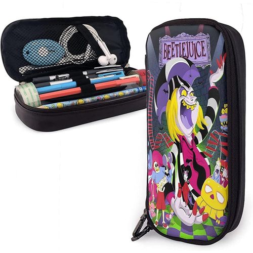 Hirola Beetlejuice Anime Trousse À Crayons En Cuir Synthétique Étanche Et Durable Avec Fermeture Éclair, Trousse De Maquillage Pour Adolescents, Garçons, Filles, Travail À Domicile, Bureau