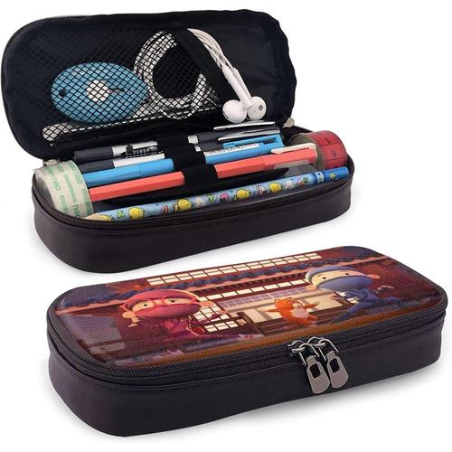 Hirola Hello Ninja Anime Trousse À Crayons En Cuir Synthétique Étanche Et Durable Avec Fermeture Éclair, Trousse De Maquillage Pour Adolescents, Garçons, Filles, Travail À Domicile, Bureau