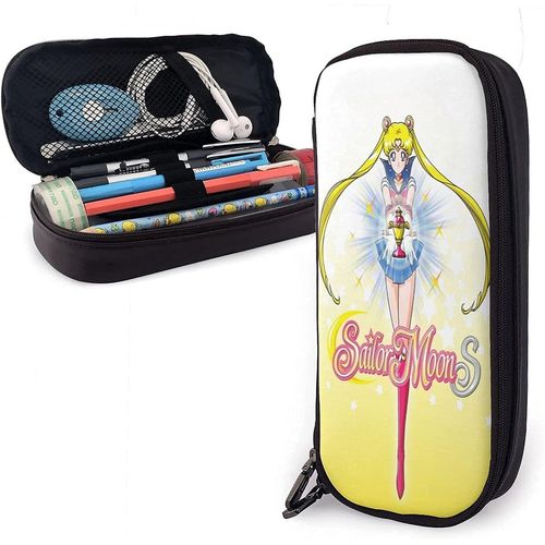Hirola Sailor Moon Water Ice Moon Trousse À Crayons En Cuir, Trousse De Voyage, Trousse À Crayons À Fermeture Éclair De Grande Capacité, Boîte De Rangement De Papeterie, Porte-Stylo Cadeau D'anniversaire