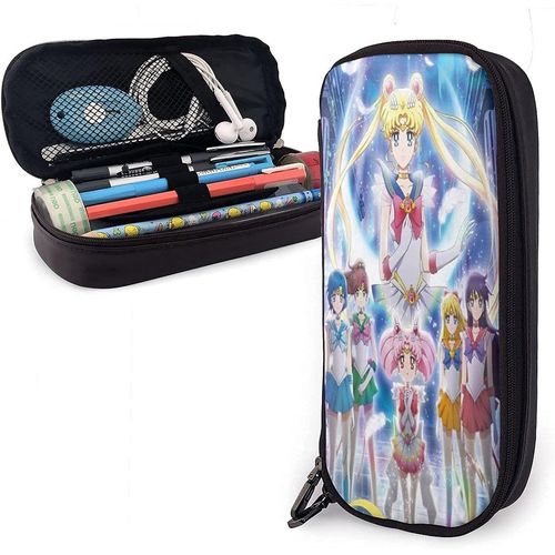 Hirola Sailor Moon Water Ice Moon Trousse À Crayons En Cuir, Trousse De Voyage, Trousse À Crayons À Fermeture Éclair De Grande Capacité, Boîte De Rangement De Papeterie, Porte-Stylo Cadeau D'anniversaire