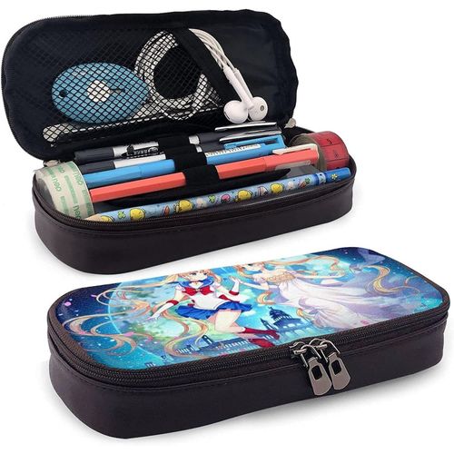 Hirola Sailor Moon Water Ice Moon Trousse À Crayons En Cuir, Trousse De Voyage, Trousse À Crayons À Fermeture Éclair De Grande Capacité, Boîte De Rangement De Papeterie, Porte-Stylo Cadeau D'anniversaire