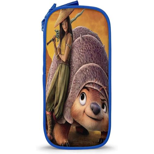 Hirola Trousse À Crayons Grande Capacité Pour Papeterie Ra-Ya Et Dernier Dragon Avec Impression 3d, Pochette Zippée Pour Garçons, Filles, École, Bureau, Femme, Maquillage, Bleu-Bleu