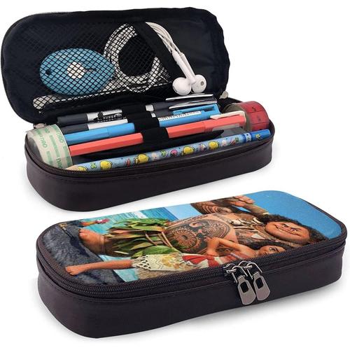 Hirola Trousses À Crayons En Cuir Pu Moana Film Maui Poule Coq Plage Fantasy Film D'animation Fermeture Éclair Trousse À Crayons Sac De Rangement Porte-Monnaie Sac À Cosmétiques Convient Pour L'école, Le Travail Et Le Bureau