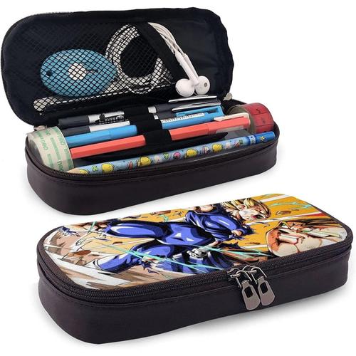 Hirola Trousses À Crayons En Cuir Pu Vegeta Dragon Ball Z Trousse À Crayons À Fermeture Éclair Sac De Rangement Porte-Monnaie Sac À Cosmétiques Convient Pour Le Bureau De Travail Scolaire