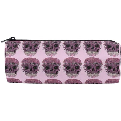 Jardin Rose Fleur Crâne Cheval Pour Étudiant Fille Garçon Enfants Trousse Pochette Bourse Cosmétique Maquillage Sac Stylo Papeterie Sac Fermeture Éclair