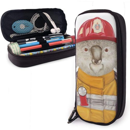 Koala Firefighter Trousse À Crayons De Grande Capacité Avec Fermeture Éclair Pour L'école Et Le Bureau, Trousse De Maquillage Multifonction