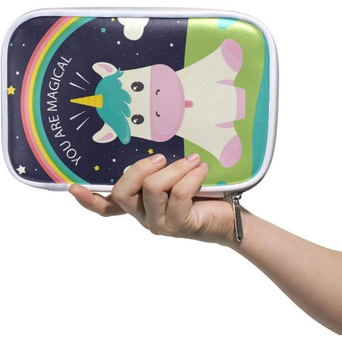 Licorne Vache Arc-En-Ciel Magique Dessin Animé Lac Pochette Sac À Main Fermeture Éclair Cosmétique Maquillage Sac Stylo Papeterie Sac Trousse Pour Étudiant Fille Garçon Enfants