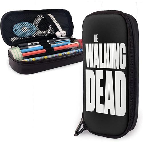 Logo The Walking Dead Noir, Trousse À Crayons Multifonction, Trousse À Crayons En Cuir, Pochette À Stylos, Sac De Papeterie, Kit De Rangement Portable De Bureau, Support De Boîte À Cosmétiques