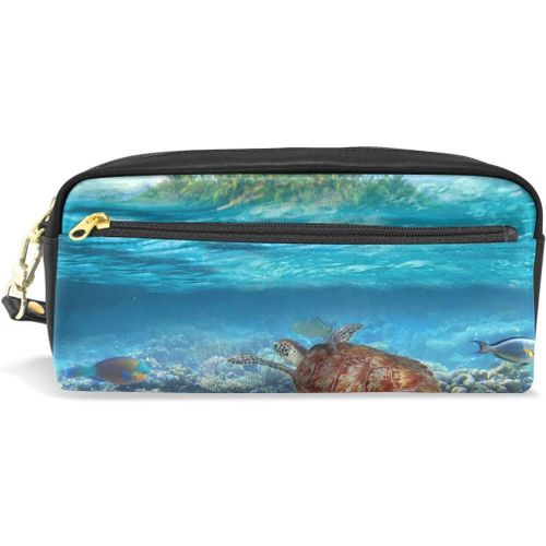 Océan Animal Tortue Palmier Fermeture Éclair Cosmétique Maquillage Sac Fleur Pochette Sac À Main Pour Étudiant Fille Garçon Enfants Trousse Stylo Papeterie Sac